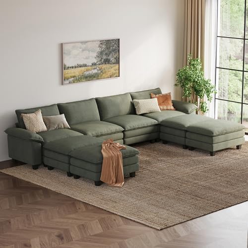 LINSY HOME 157'' Modular Sectional Sofa 4 Seat Couch Corduroy Cloud Couch - Image 6