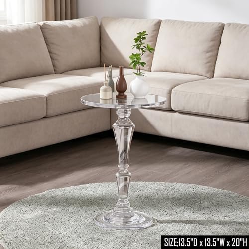 Clear Acrylic Round End Side Table Minimal Modern Accent Nightstand - Image 5
