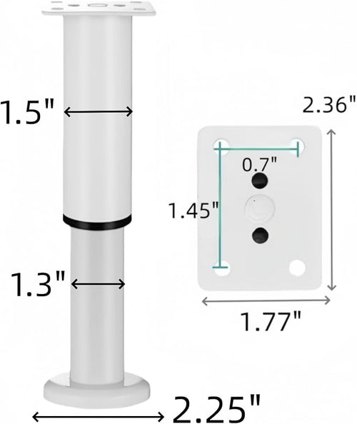 4PCS Adjustable 9.64-16.6 Inch Metal Furniture Legs White Furniture Replacement - Image 2