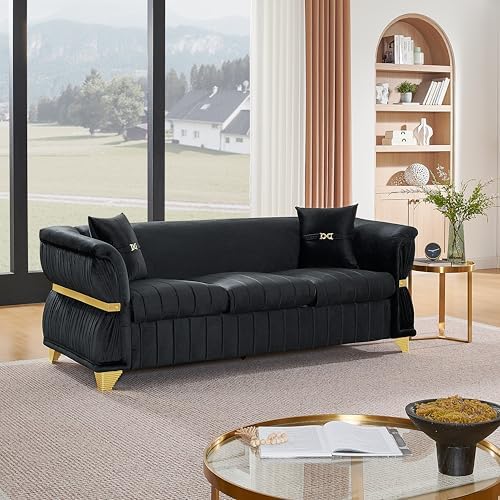 KEIKI 84" Luxury Oversized Velvet Chesterfield Sofa - Image 3