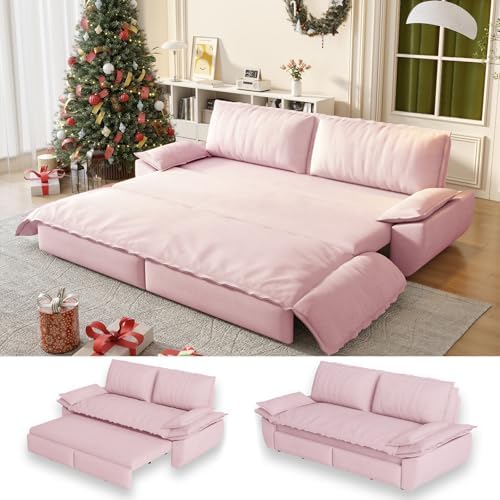 70.1" Sleeper Sofa Bed Queen Size, Pull Out Convertible Velvet Couch by UPYOOE