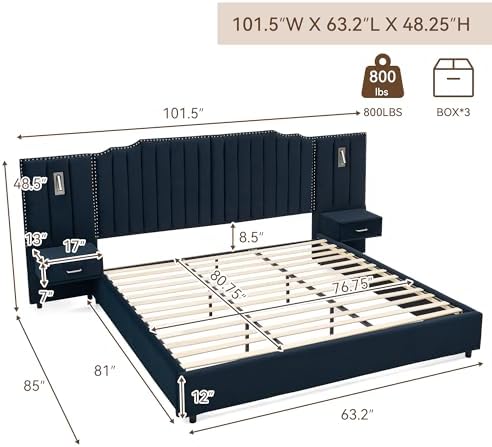 Queen Size Velvet Platform Bed - Image 2