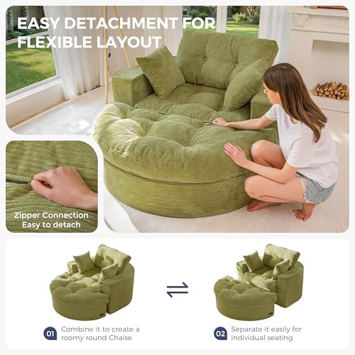 MAXYOYO Oversized Round Chaise Lounge Sofa, Boneless Chair - Image 5