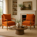 Accent Chair for Living Room, Farmhouse Linen Fabric Spindle Accent Chair by Unknown