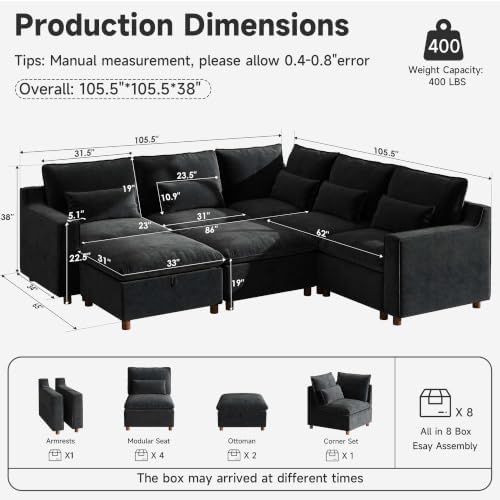 Ihanherry 134" Oversized Modular Sectional Sofa - Image 2