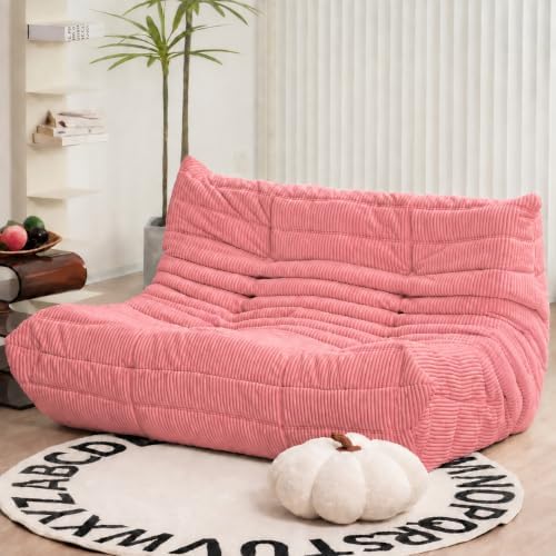 N&V Fireside Loveseat, Mid Century Armless Twin Size Floor Sofa, Soft Premium by NV