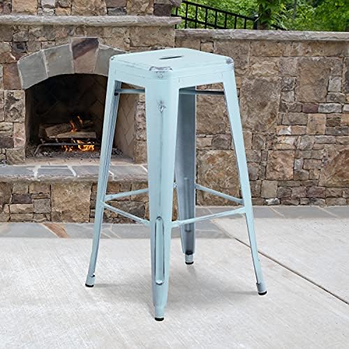 Flash Furniture 30 in Metal Indoor/Outdoor Backless Barstool - Image 2