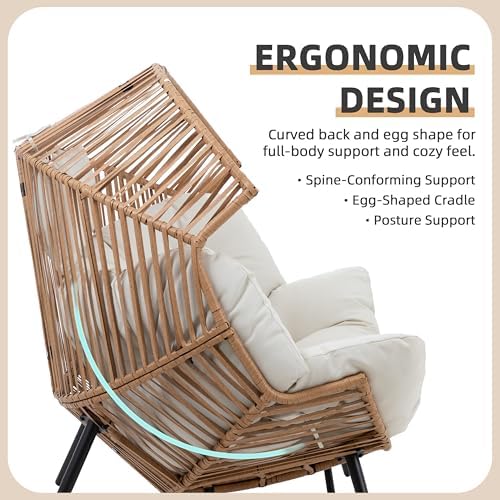 Vongrasig Wicker Double Egg Chair PE Rattan - Image 5