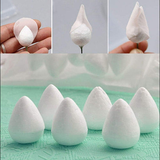 EORTA 80 Pieces Fondant Flower Forming Holders Oval Foam Flower Modeling Support Sugar Fondant Flowers Making Accessories for DIY Sugarcraft Baking Art, Large, 2.5X3.3 CM