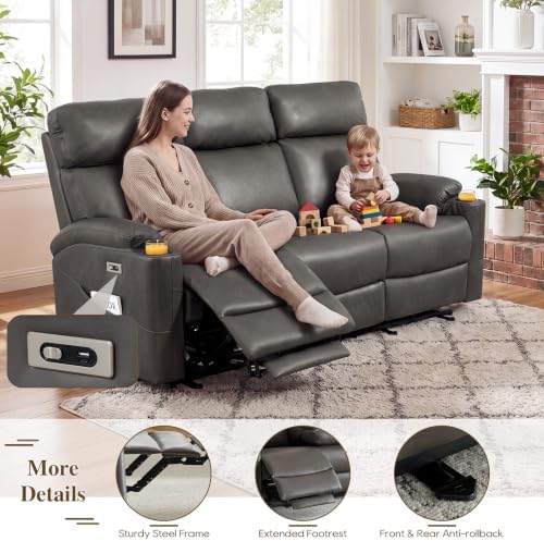 Power Reclining Sofa, 3-Seat Dual Electric Recliner Couch - Image 3