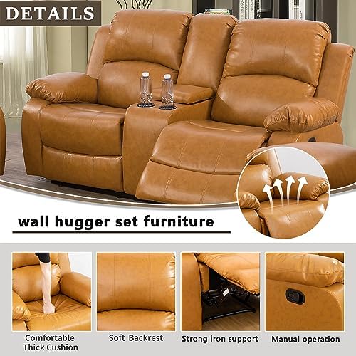 A Ainehome Living Room Furniture Set Leather Recliner Sofa Set Loveseat Chair - Image 3
