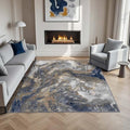 Modern Abstract Blue 5x5 Rug: Square Area Rugs by Luxcrest
