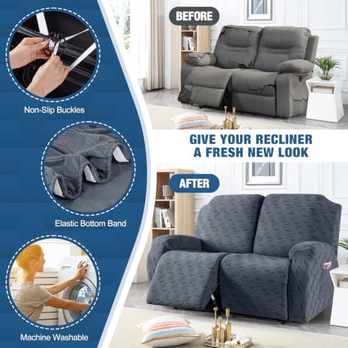 TAOCOCO Recliner Loveseat Cover Oversized, Stretch Jacquard Reclining Loveseat - Image 5