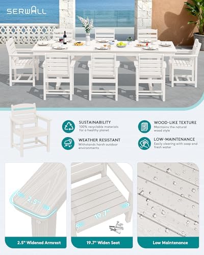 SERWALL Outdoor HDPE Dining Chairs Set of 4 - Image 3