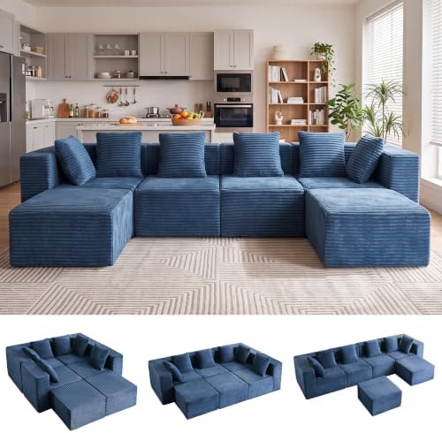 130" Modular Sectional Cloud Couch, U Shaped Sofa by Easilive