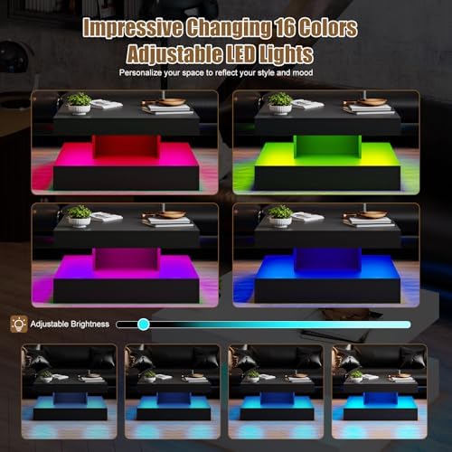 HedoAjim Black LED Coffee Table - Image 5