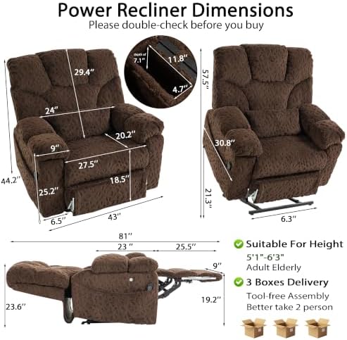 JIKFRIMA 500lbs Heavy Duty Power Lift Recliner - Image 2