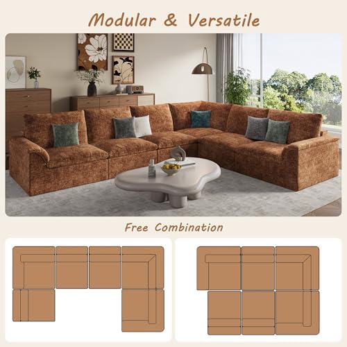 EASE MOOSE Cloud Couch Sectional, 6 Seater L Shaped Boneless Couches - Image 4