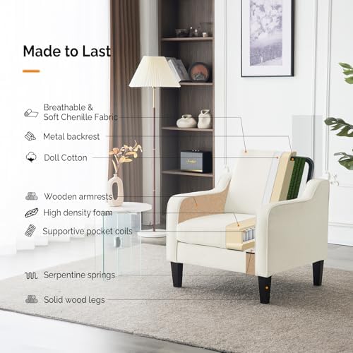 VINGLI Accent Chairs Set of 2, Modern Traditional Armchair - Image 6