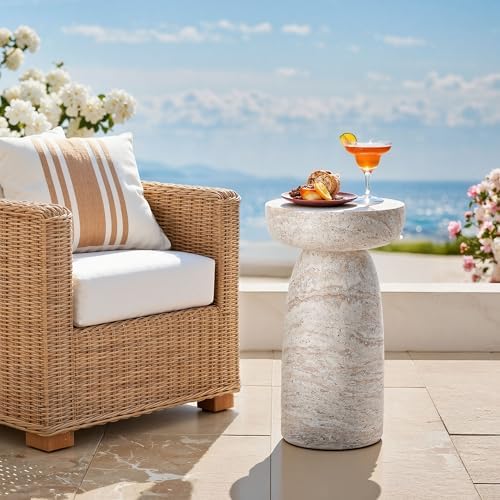 28" Side Table Outdoor, Large Modern Geometric End Table - Image 3