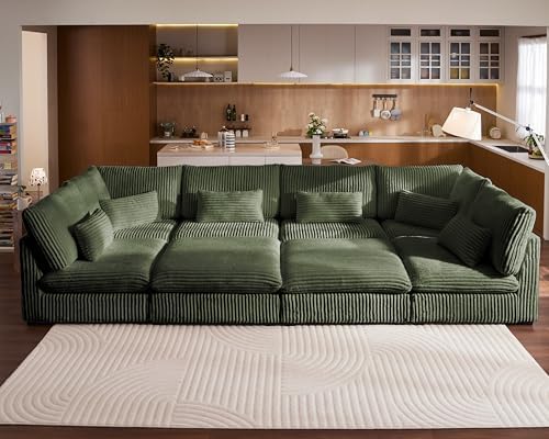 154" Oversize Corduroy Modular Sectional Sofa Couches by CHICHOUSE