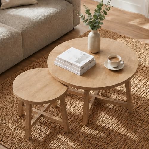 WILLIAMSPACE Round Wooden Nesting Coffee Table Set of 2 - Image 6
