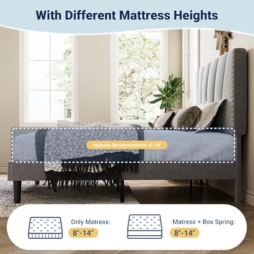 Allewie Full Size Velvet Platform Bed Frame - Image 6