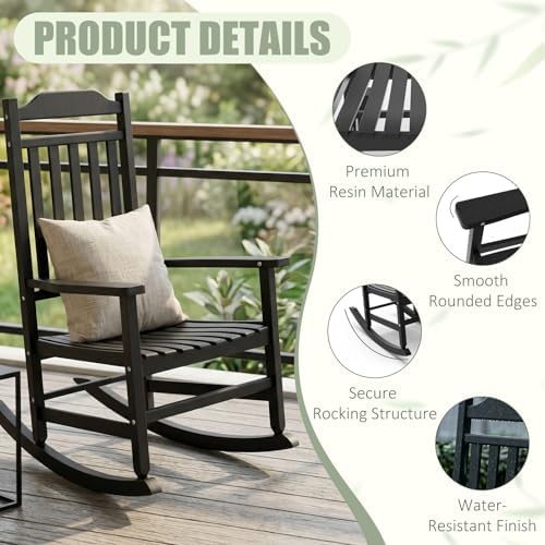 EFU Outdoor Rocking Chairs Set of 2, All Weather Rocking Chair - Image 4