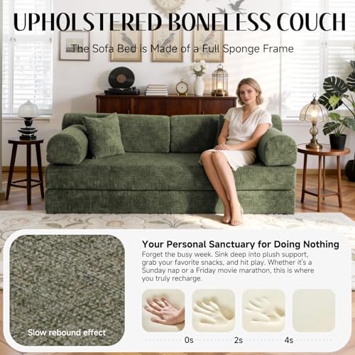 78.8" Convertible Sofa Bed, High Back Boneless Couch - Image 3