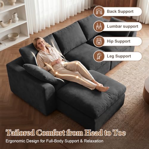 108" Cloud Sectional Couches for Living Room, Oversized Boneless Modular L - Image 5