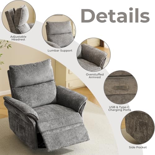 Oversized Power Recliner Chair Swivel Glider - Image 6