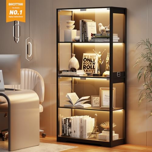 BROTTAR Display Cabinet with Glass Doors, 4-Tier Display Case - Image 5