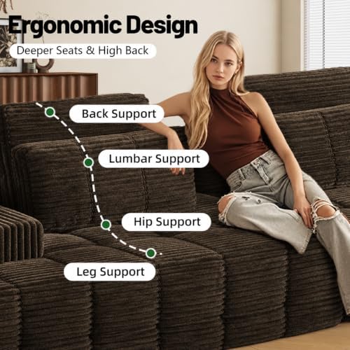 110" Modular Cloud Sofa, Oversized Corduroy Couch - Image 6