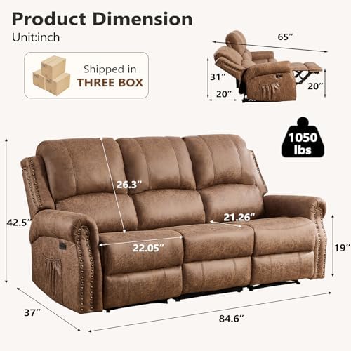 HAOMARKETS 85" Wide Power Reclining Sofa Set of 2 - Image 2