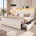 LARMACE Queen Bed Frame with 4 Storage Drawers, LED & USB Charging by LARMACE