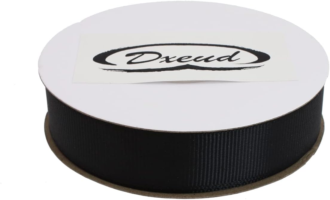 Solid Grosgrain Ribbon 25 Yard Each Roll 100% Polyester Woven Edge (3/4", Black)