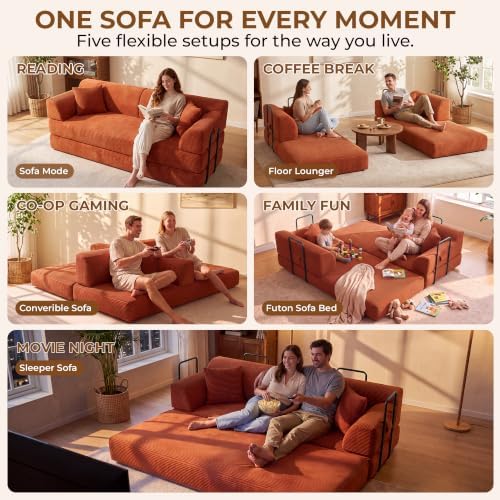 79'' Convertible Futon Sofa Bed, High‑Back Boneless Couches - Image 4