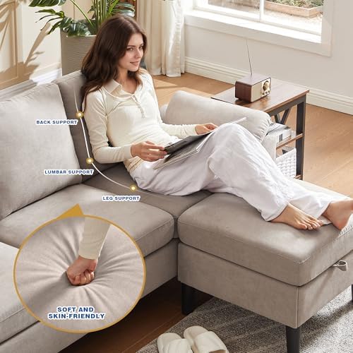 80" Sectional Sofa Couches, 3-Seater Reversible Couch - Image 6