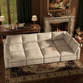 128'' Faux Leather Modular Sectional Sofa Bed Sleeper by Quenvo