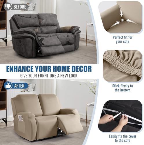 TAOCOCO Recliner Loveseat Slipcover, 2 Pieces Polyester Fabric Stretch Sofa - Image 6