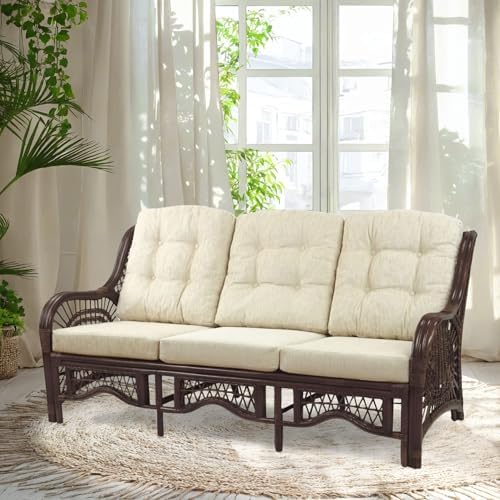 Malibu Lounge Three-Seater Sofa Natural Rattan Wicker Handmade Design by Wickerix