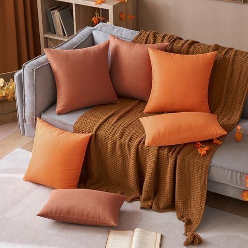 MIULEE Decorative Outdoor Pillow Covers Fall 18x18 Rust - Image 5