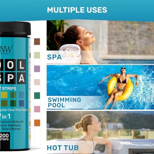 JNW Direct Pool Test Strips for Pools and Spas - 7 in 1 Water Test 200 Pack - Image 5