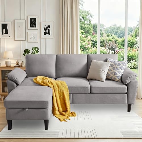 80" L Shaped Couch with Storage, Small Sectional Couches - Image 4