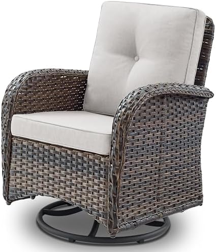 Belord Patio Furniture Swivel Glider PE Wicker Chairs, Outdoor Swivel Rocker by Belord