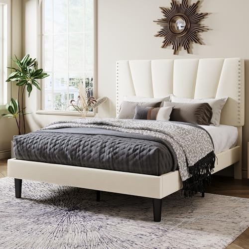 Allewie Full Size Velvet Platform Bed Frame - Image 3