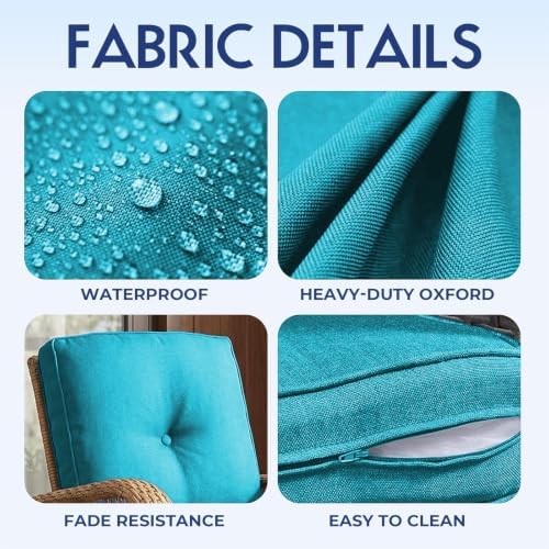 Outdoor Wicker Chair Replacement Cushions Set of 2, 22 x25 Inch Chairs Loveseat - Image 4