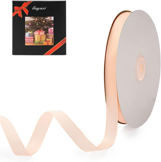 LIUYAXI 1/2" X 50 Yards Solid Peach Grosgrain Ribbon, Perfect for Crafts, Wedding Decor, DIY Hair Accessories, Sewing, Gift Package Wrapping and More