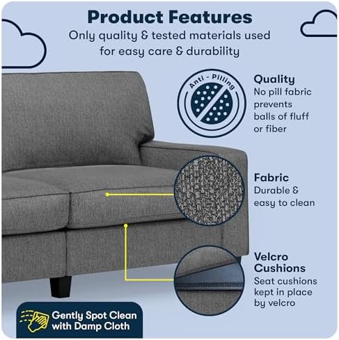 Serta Palisades 78" Track Arm Sofa, Easy Care Polyester, Soft Pillow Back - Image 3