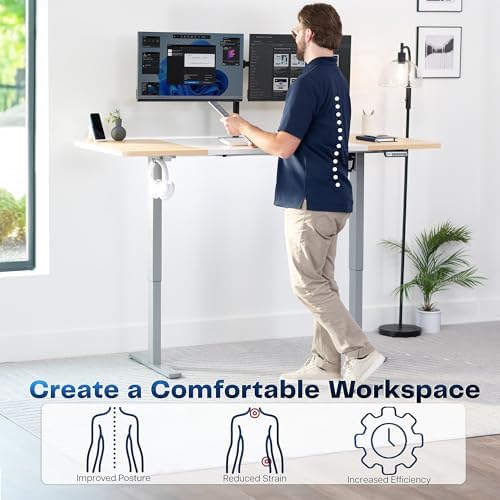 VIVO White/Light Wood 71 x 30 in Standing Desk, DESK-KIT-1G7WC - Image 4